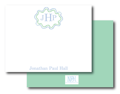 Squiggly Blue Green Frame Stationery Set