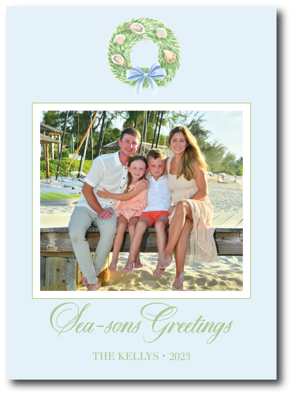 Oyster Wreath Sea-Sons Coastal Greetings Holiday Card