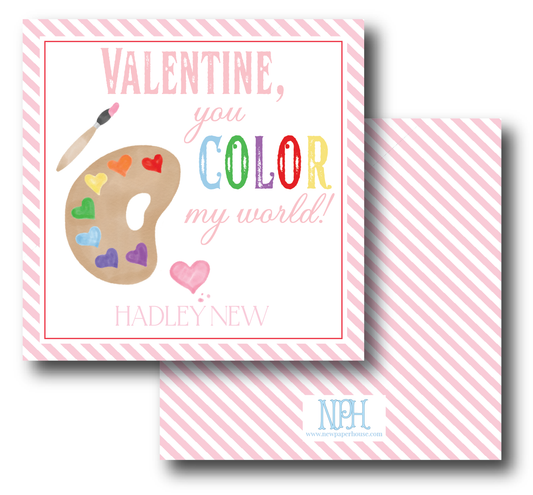 Valentine You Color My World Enclosure Card