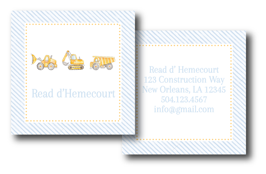 Construction Vehicles Bag Tag