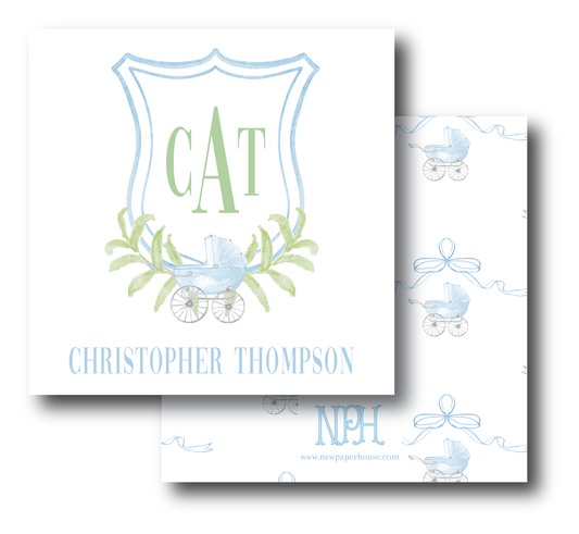 Blue Baby Carriage Crest Enclosure Card