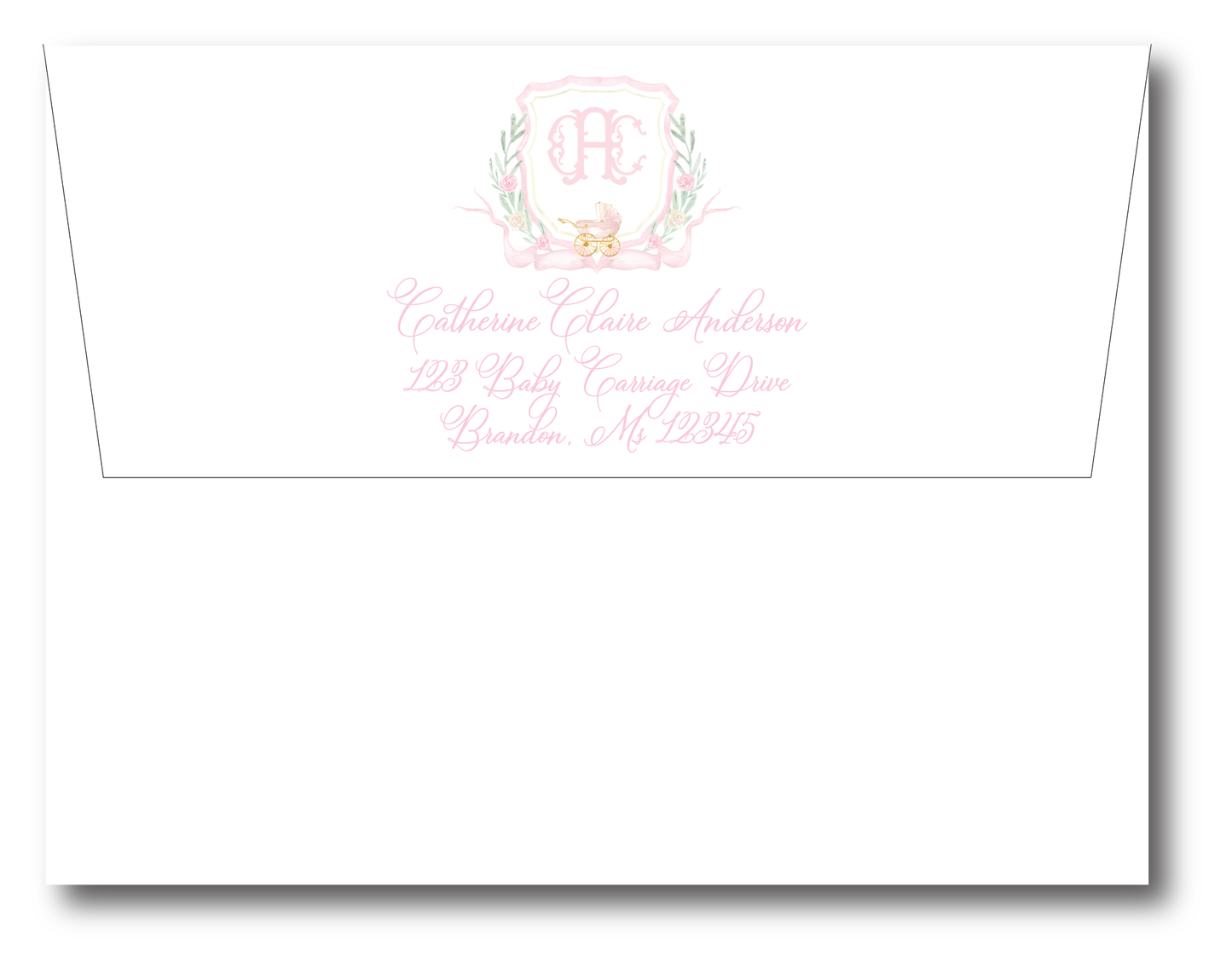 Pink Carriage Crest Stationery Set