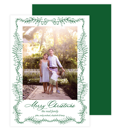 Dainty Green Frame Holiday Card