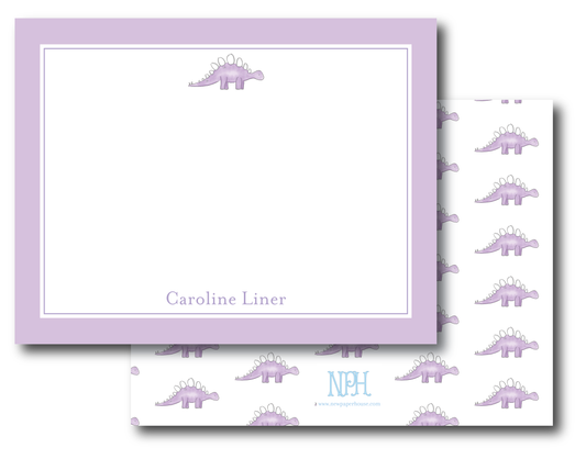 Purple Dinosaur Stationery Set