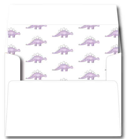 Purple Dinosaur Stationery Set