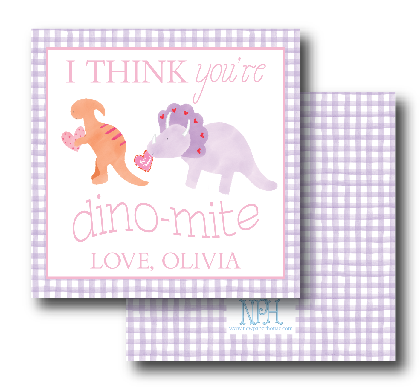 Purple Dino Valentine's Enclosure Card