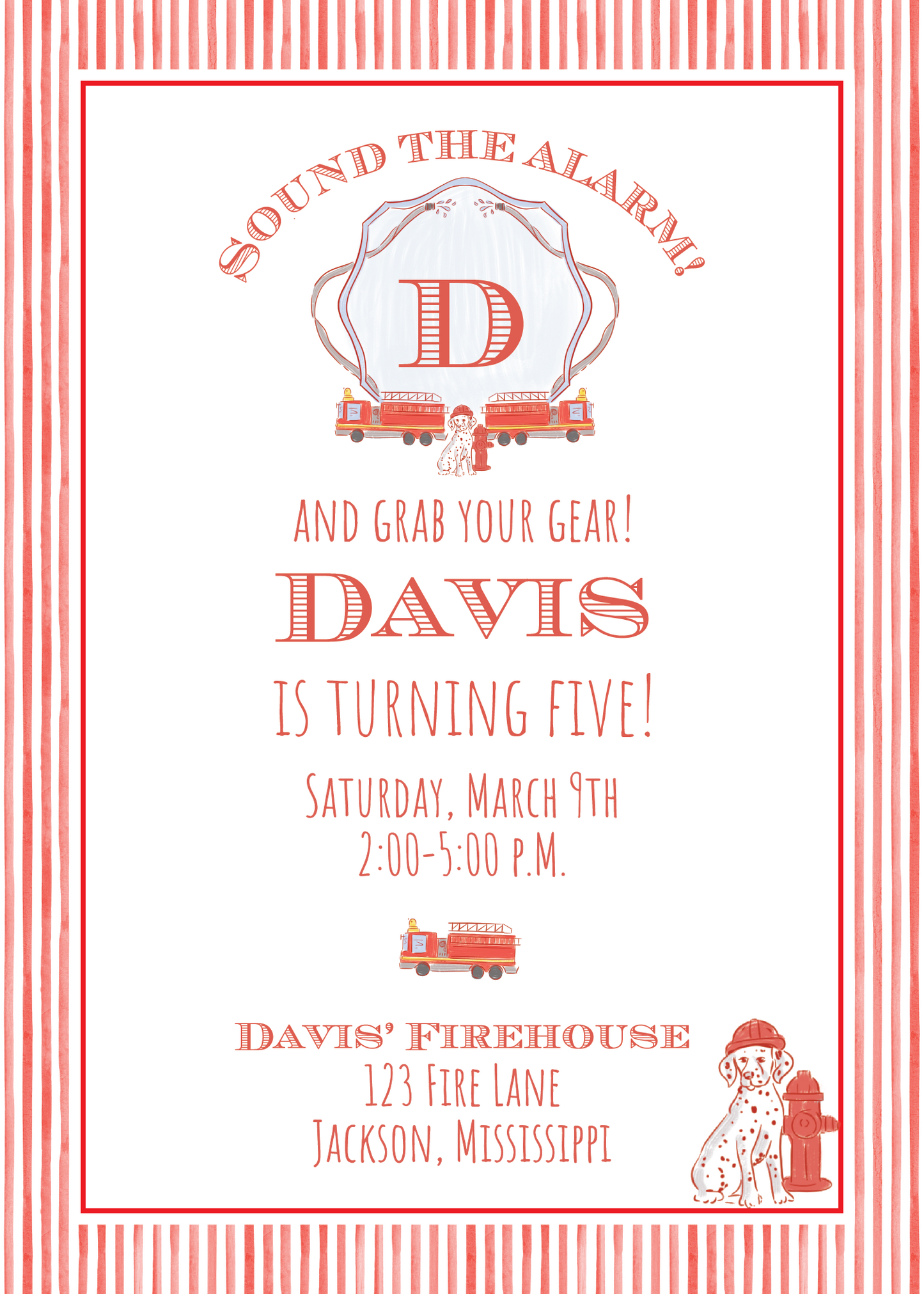 Firetruck Birthday Invitation