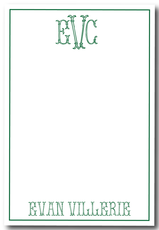 Fishtail Monogram Notepad- Customize Colors