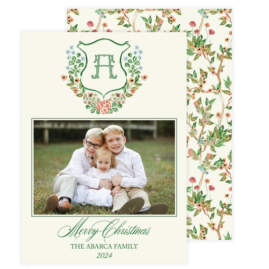 Autumn Floral Crest Holiday Card