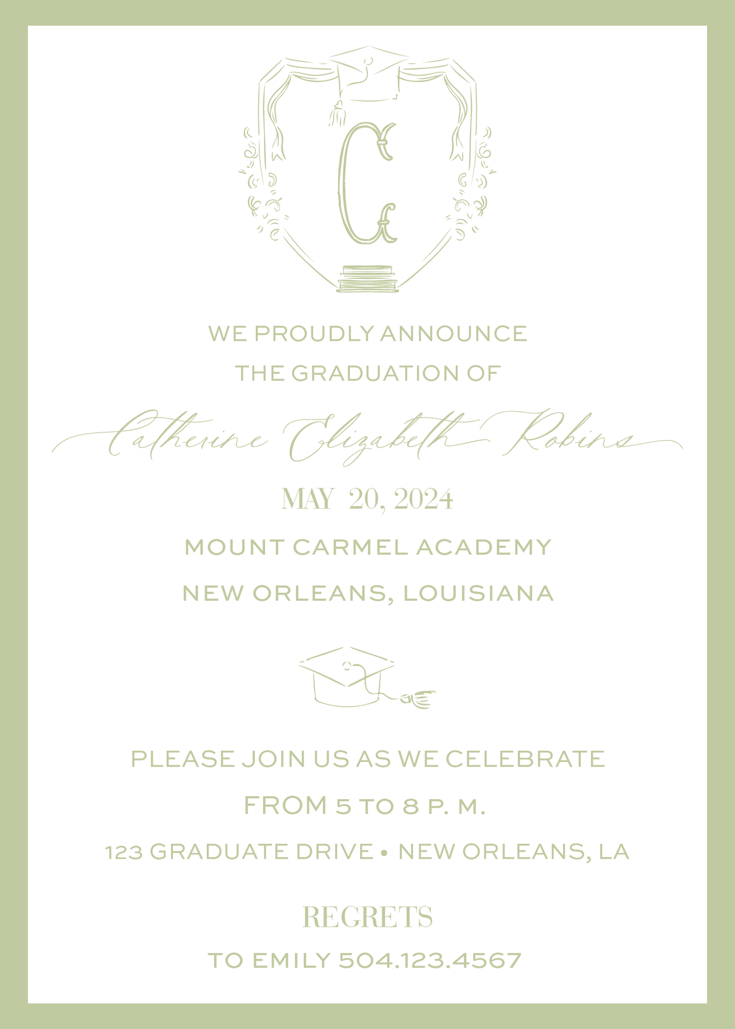 Graduation Crest Announcement Card