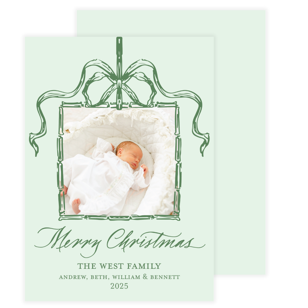 Green Bow Frame Holiday Card