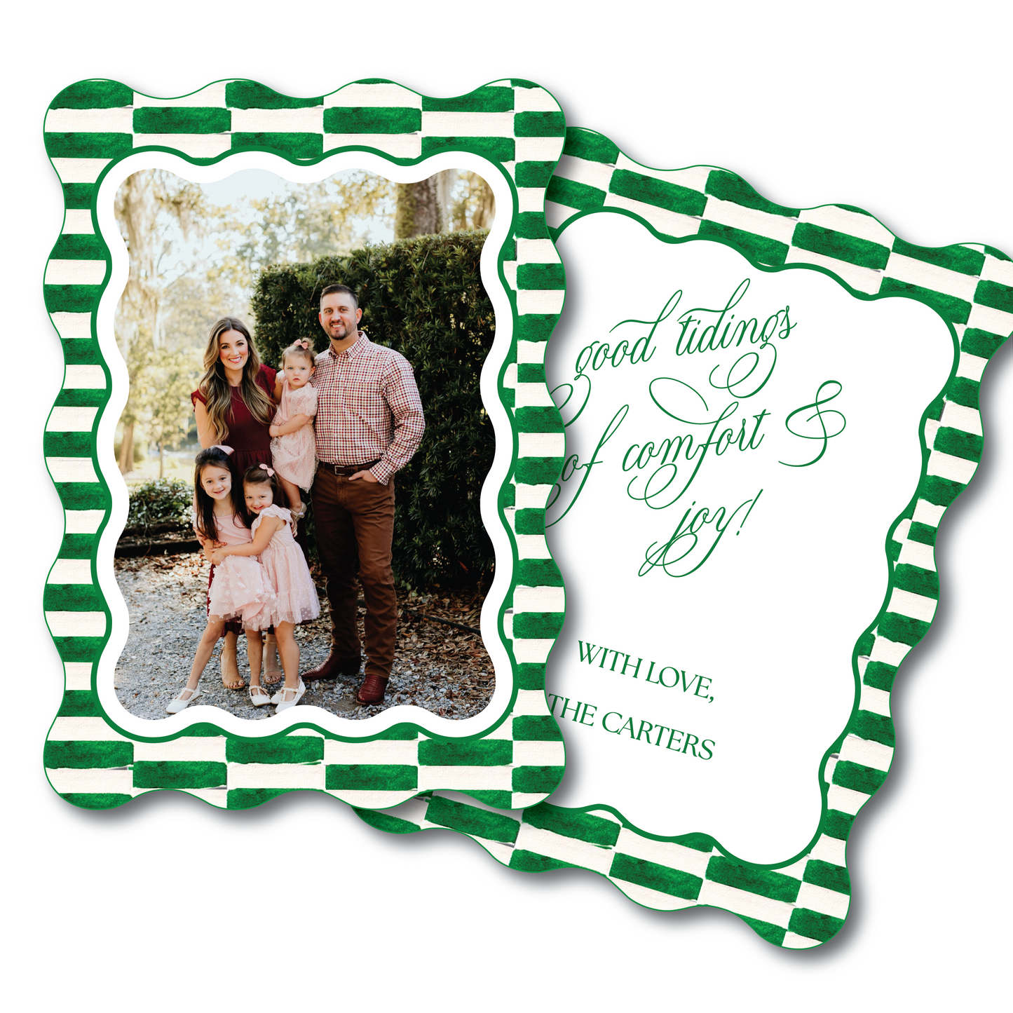 Green Holiday Wavy Die Cut Card