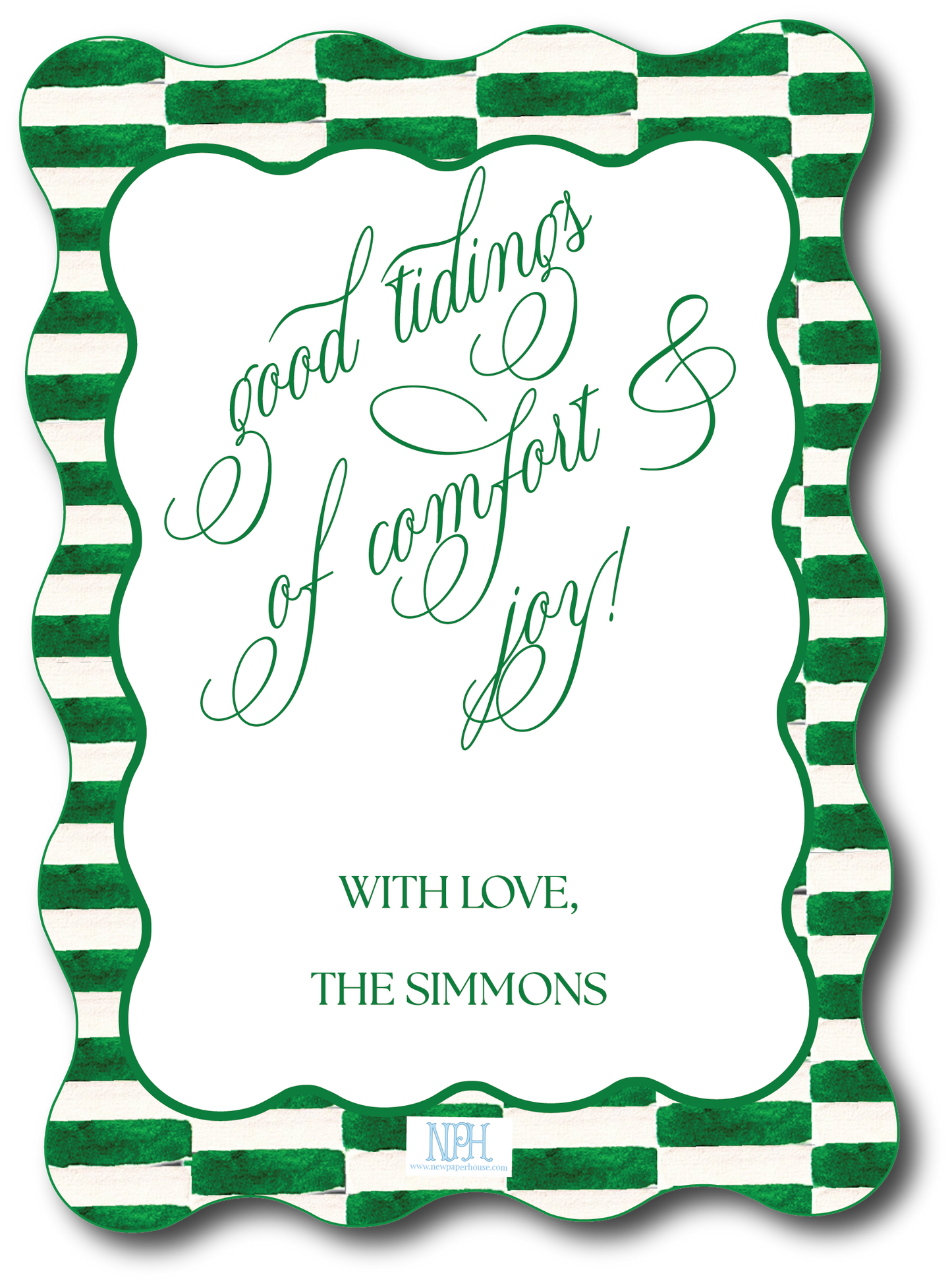 Green Holiday Wavy Die Cut Card