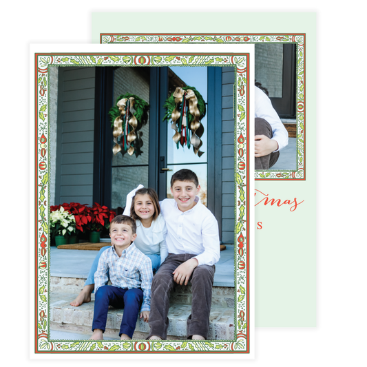 Thin Green Ornate Frame Holiday Card