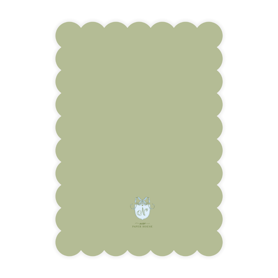 Classic Green Wreath Scallop Card