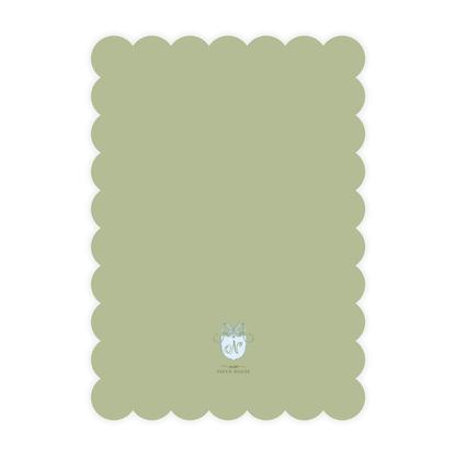 Classic Green Wreath Scallop Card