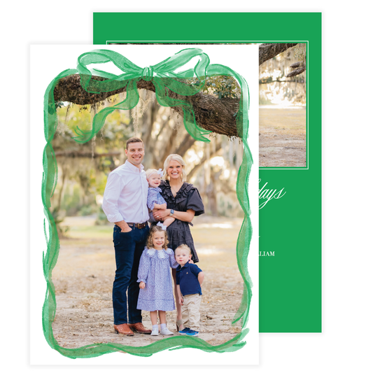 Green Bow Frame Holiday Card