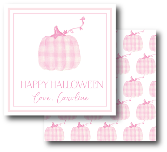 Pink Gingham Pumpkin Enclosure Card