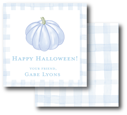 Blue Gingham Pumpkin Enclosure Card