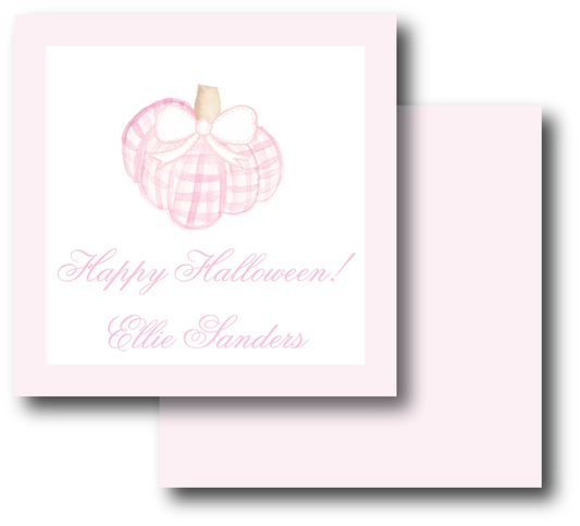 Pink Pumpkin Gingham with Bow Enclosure Card