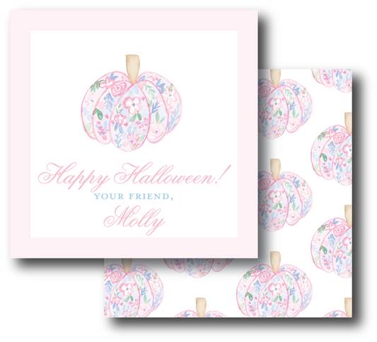 Pink Floral Pumpkin Enclosure Card