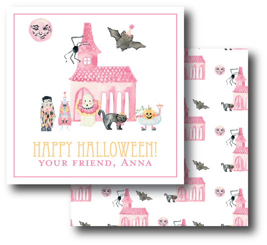 Spooky Haunted House Pink Enclosure Card