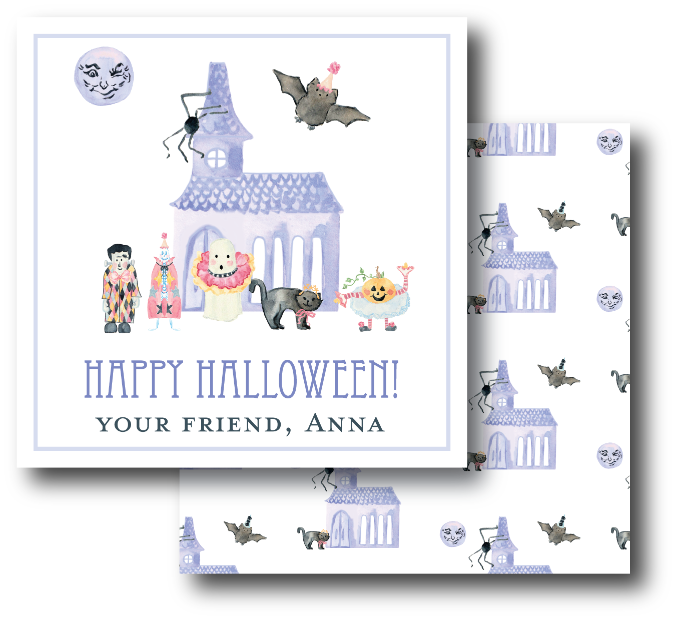 Spooky Haunted House Blue Enclosure Card