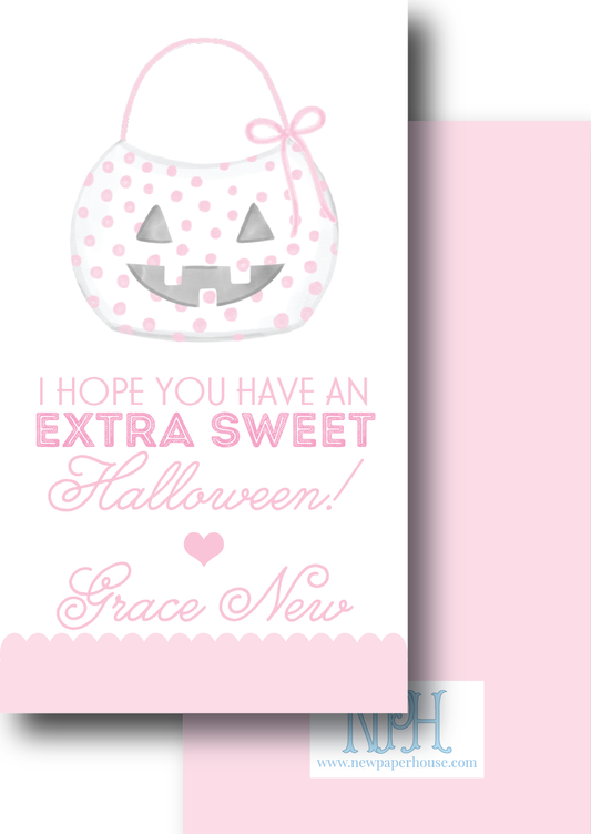 Sweet Pink Pumpkin Bag Enclosure Card