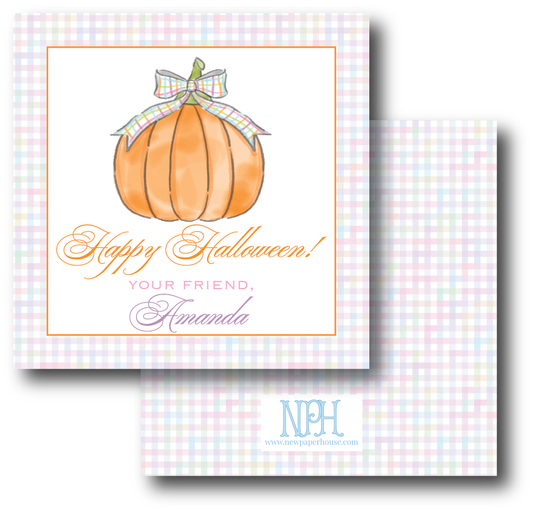 Plaid Pumpkin with a Bow Halloween Enclosure Card
