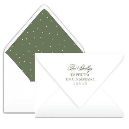 Sage Green Bow & Leaves Crest Holiday Card