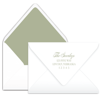 Celadon Green Bow & Leaves Crest Holiday Card