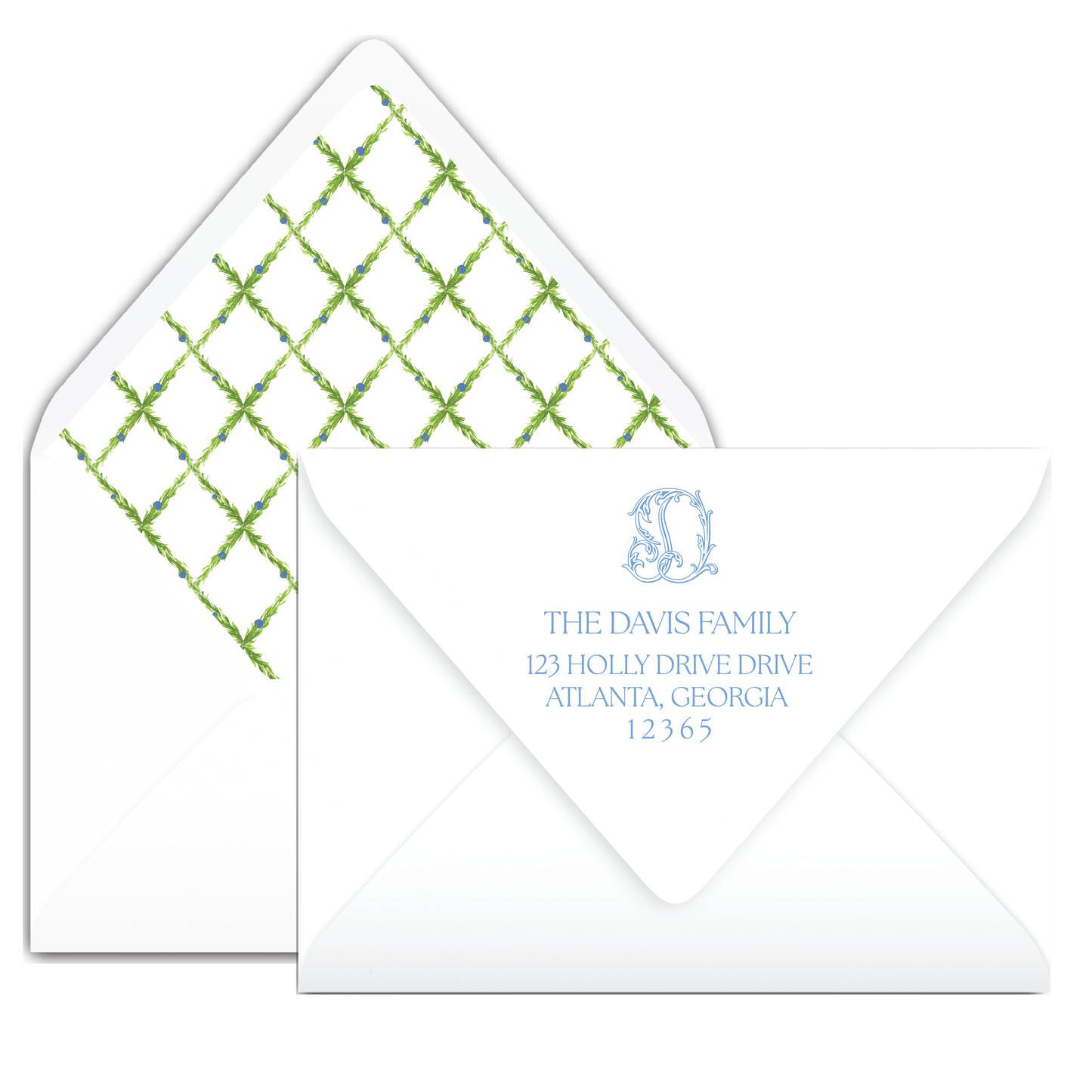 Blue Crest with Trellis Holiday Card