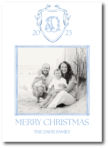 Blue Crest with Trellis Holiday Card