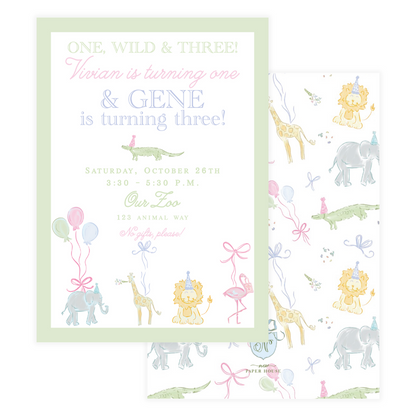 Pastel Party Animal Birthday Invitation