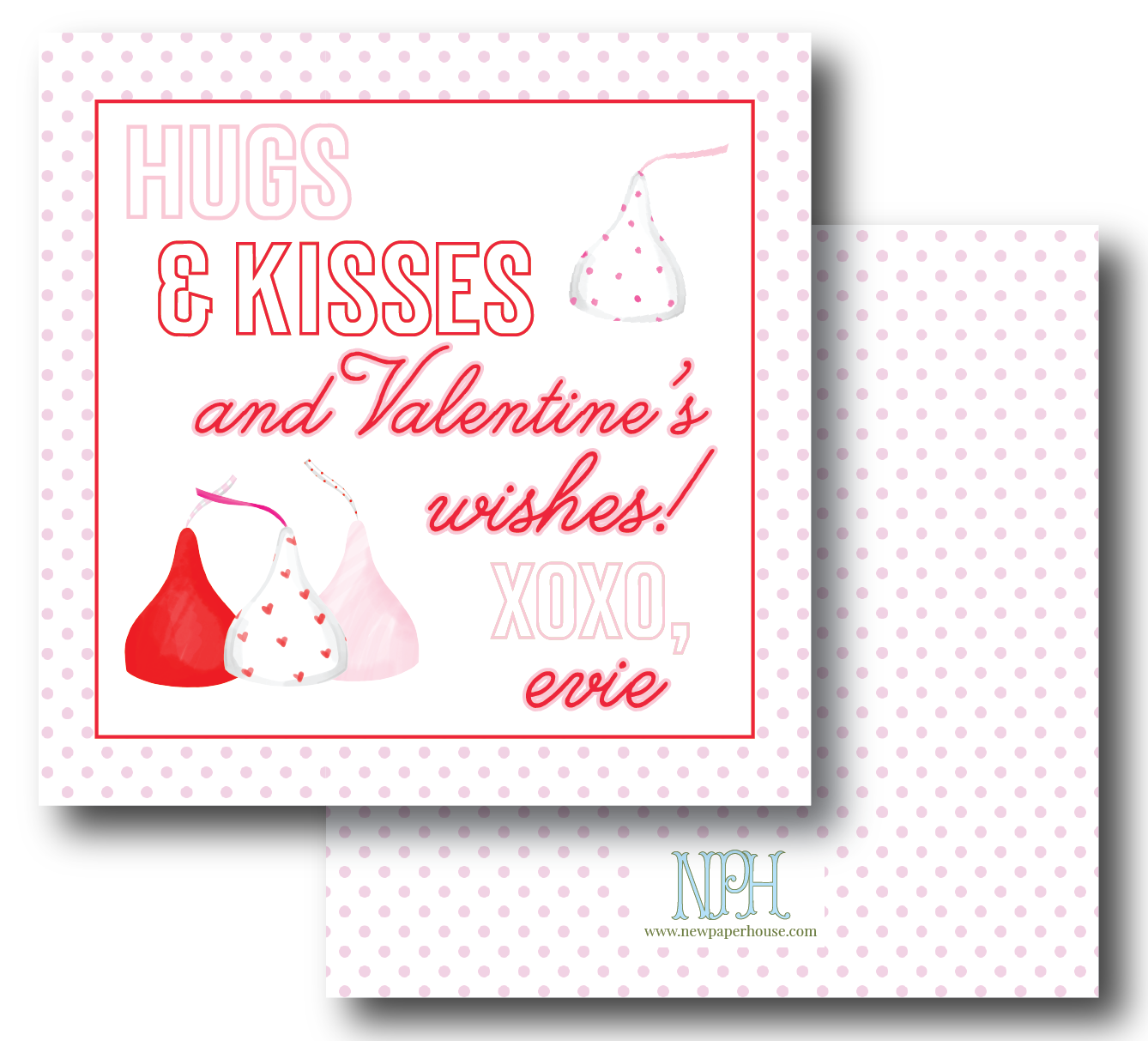 Hugs and "Kisses" Valentine's Day Enclosure Card