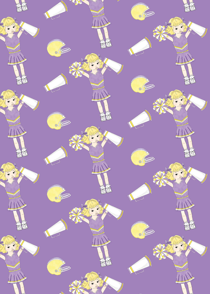 LSU Cheer Birthday Party Invitation (Customize Cheerleader Hair Color)