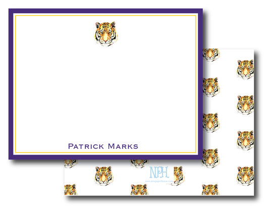 LSU Tiger Head- Dark Purple Stationery Set