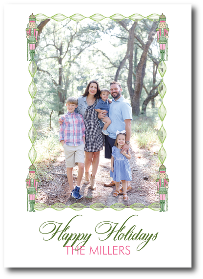 Pink & Green Nutcracker Holiday Card