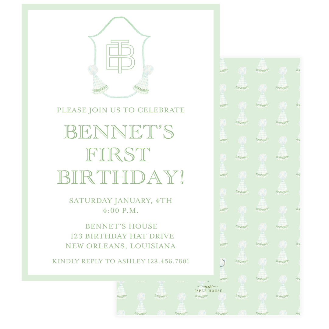 Vintage Party Hats Birthday Invitation