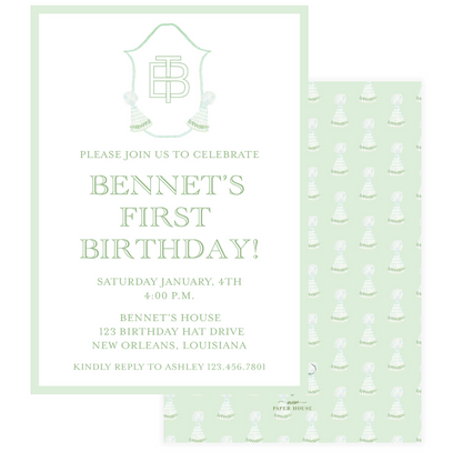 Vintage Party Hats Birthday Invitation