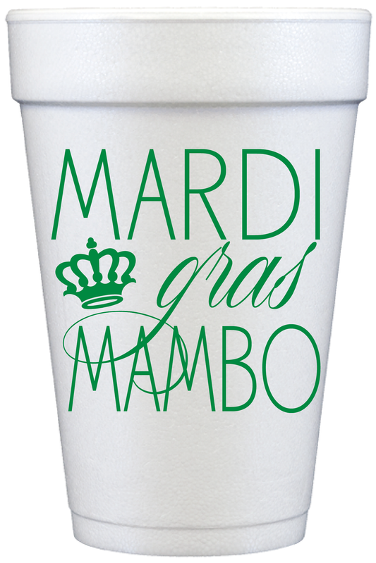 Green Mardi Gras Mambo Cups 20 oz Foam