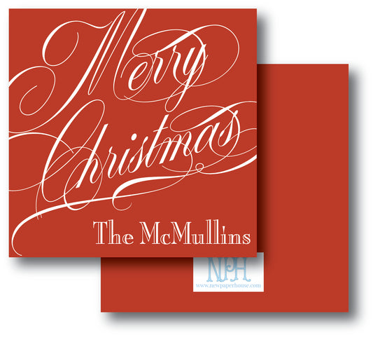 Merry Christmas Script Red Enclosure Card