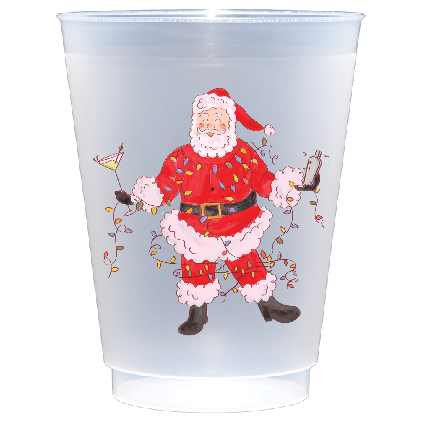 Tipsy Tangled Santa Frosted Cup (16 oz Double Sided)