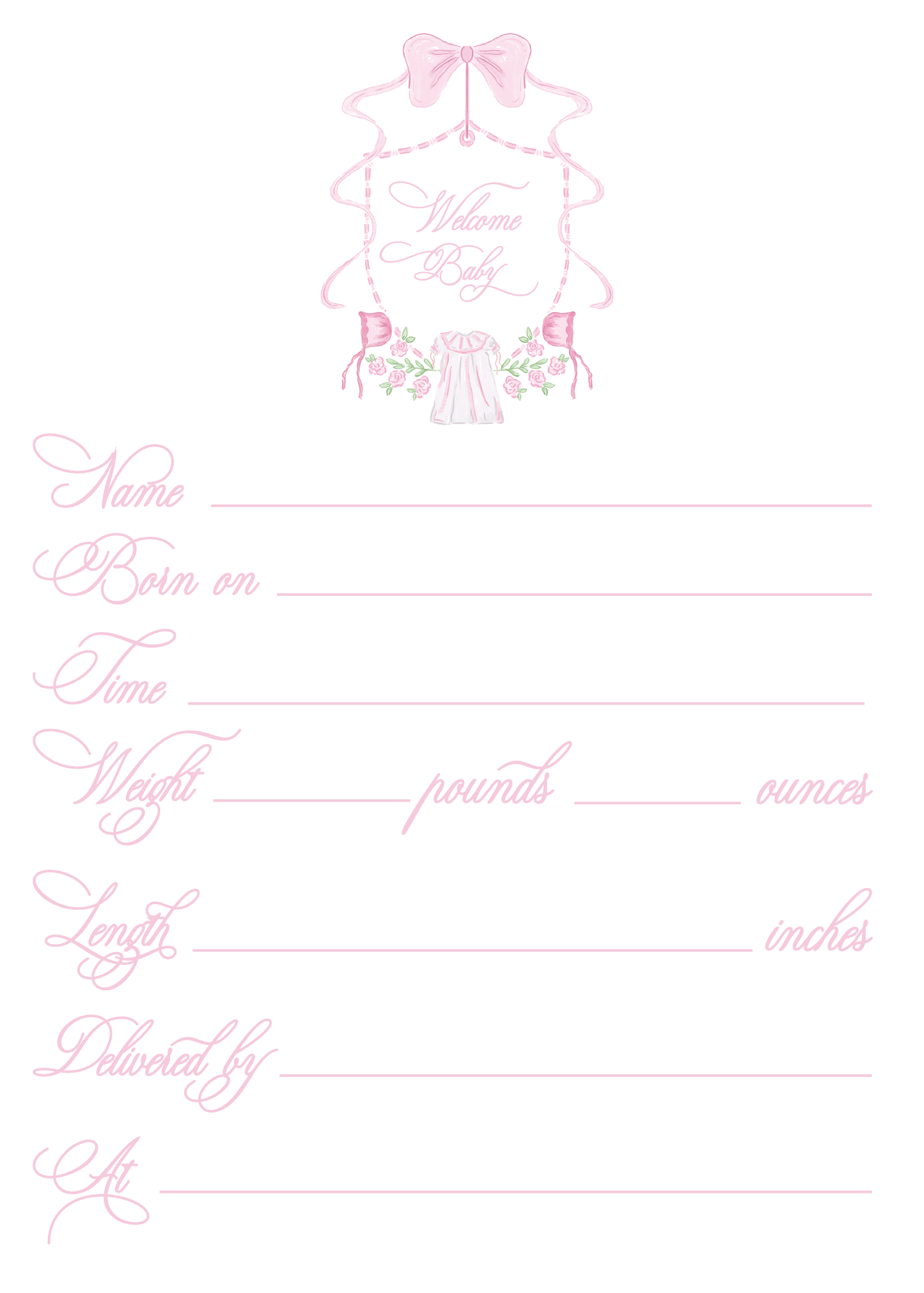 Heirloom Pink Floral Bow Crest Milestone Cards