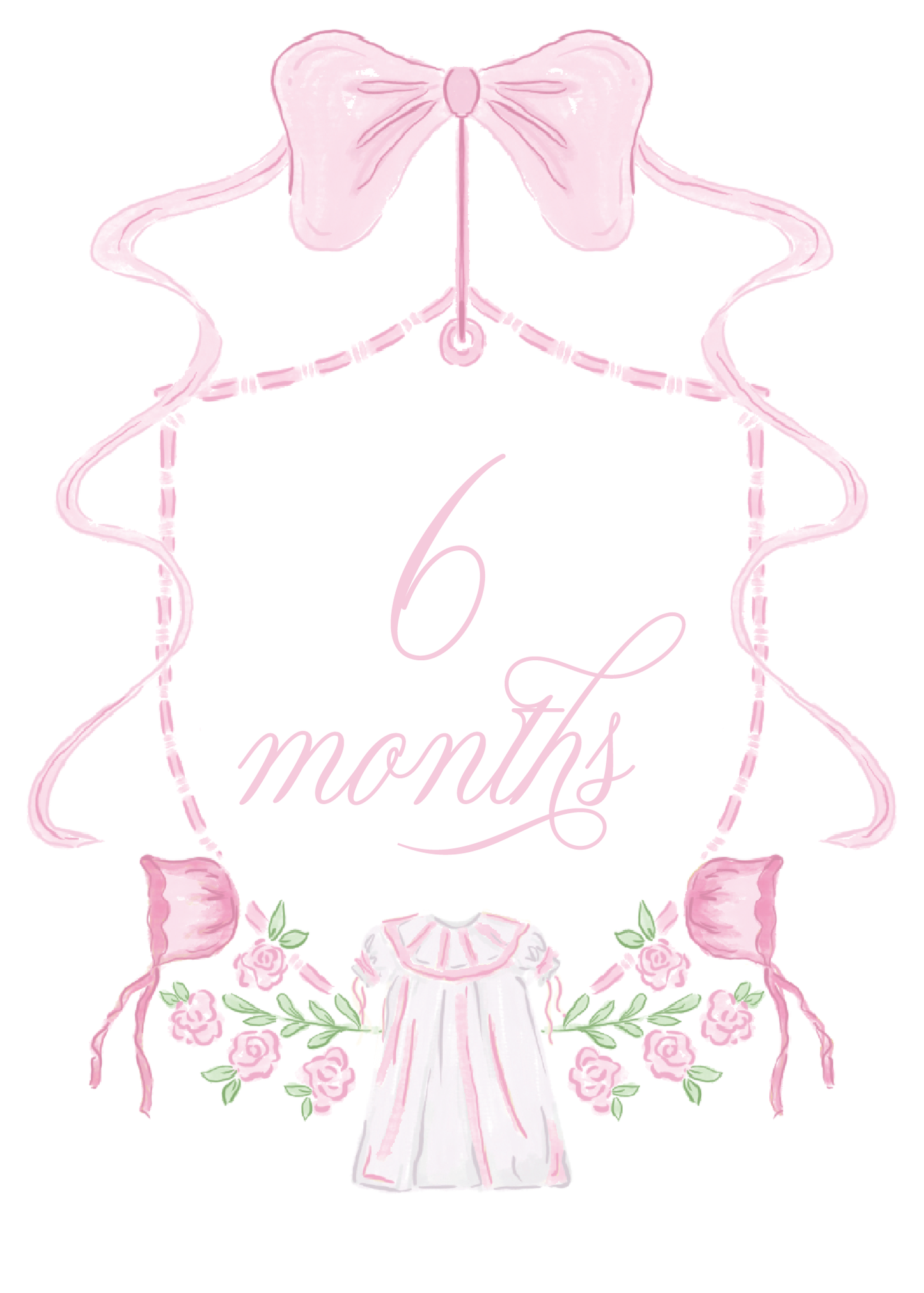 Heirloom Pink Floral Bow Crest Milestone Cards