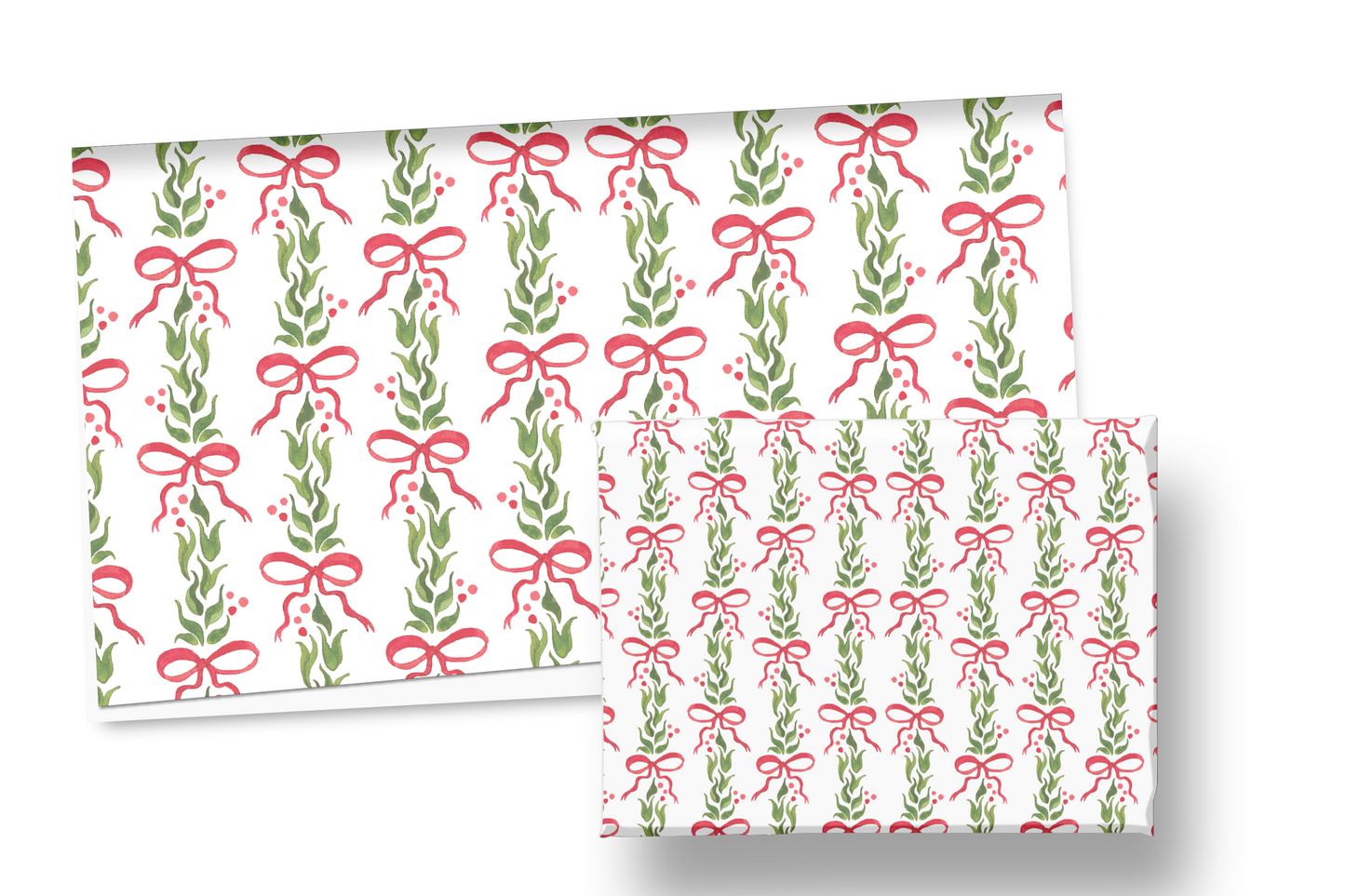 Red Bow Holly Garland Holiday Wrapping Paper