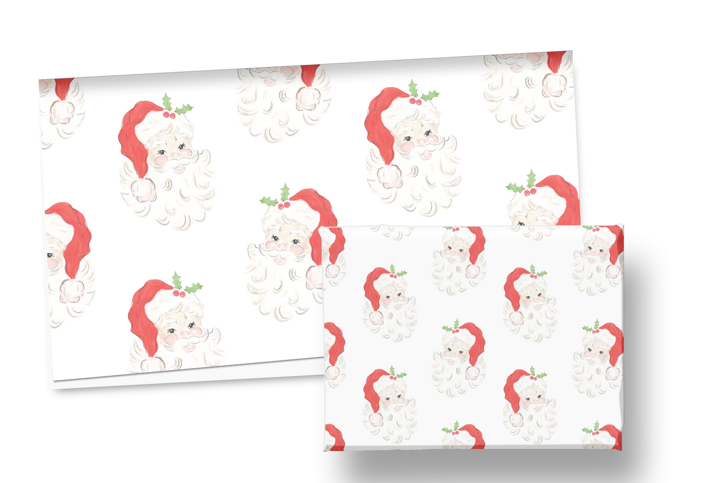 Red Santa with Berries Wrapping Paper