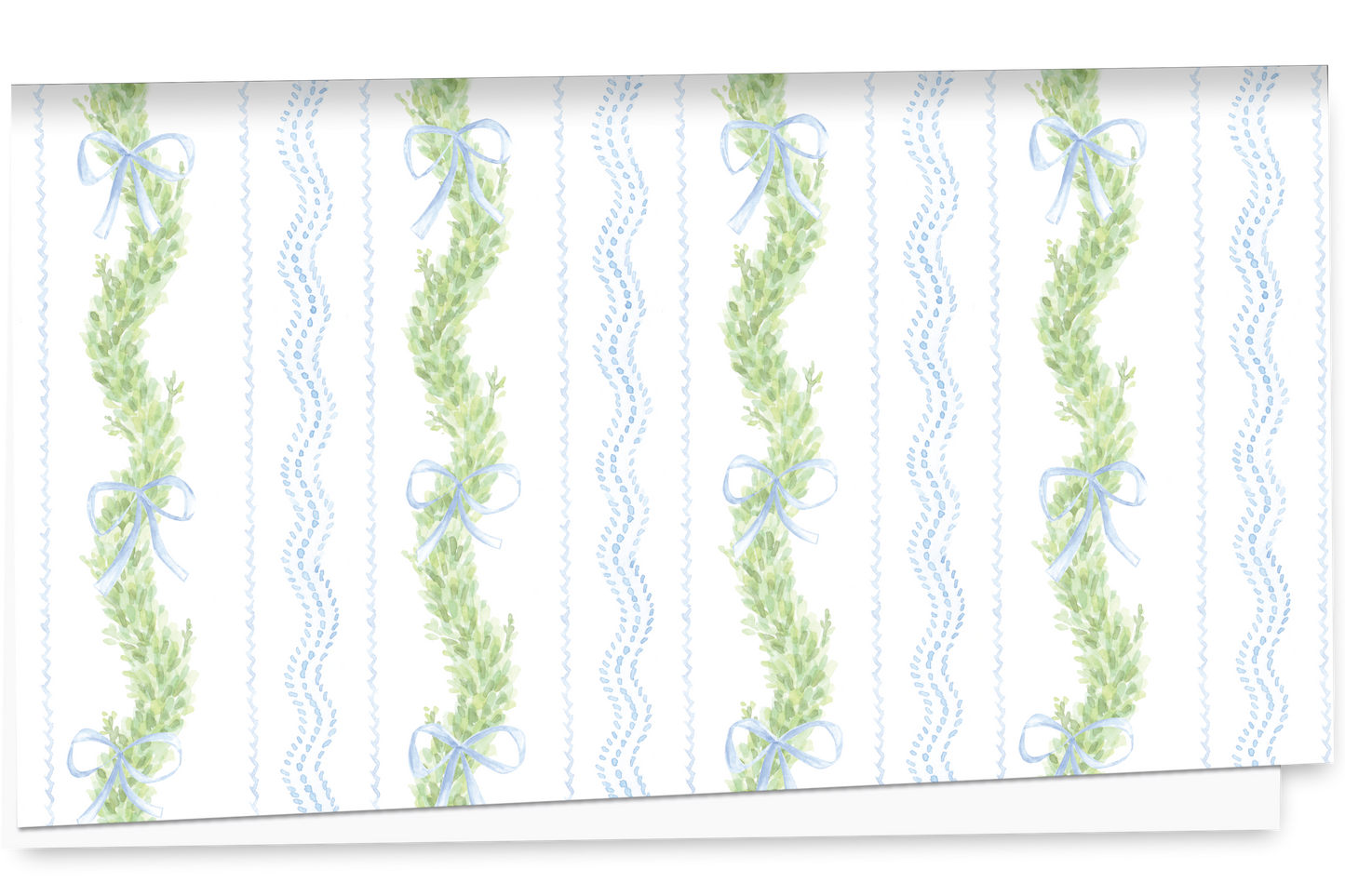 Blue Bow & Garland Holiday Wrapping Paper