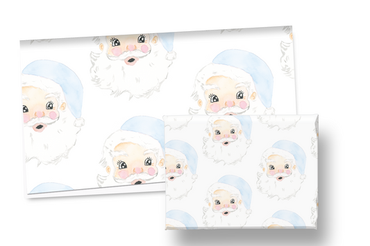 Blue Grand Millennial Santa Holiday Wrapping Paper