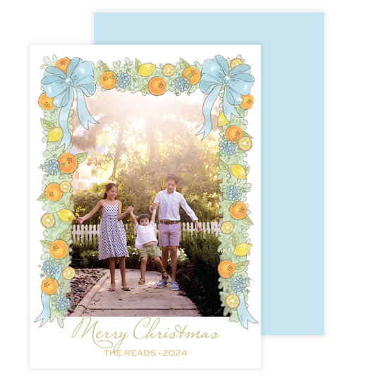 Citrus Blues Garland Holiday Card